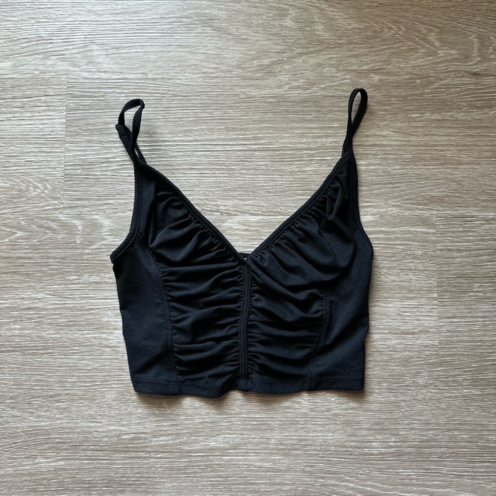 Urban Outfitters Black Ruched Crop Top